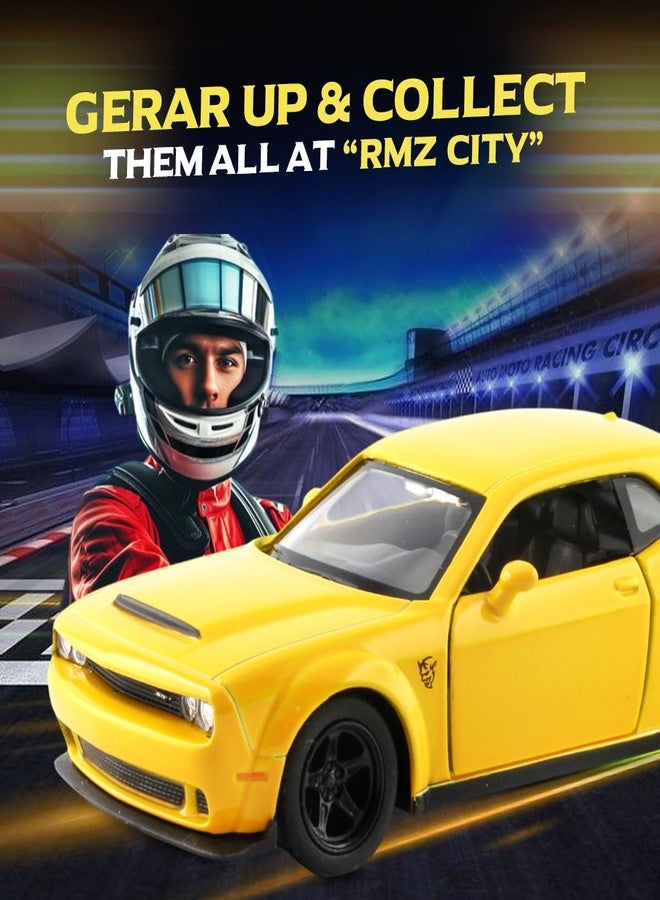 آر إم زد سيتي سيارة دودج تشالنجر إس آر تي ديمون 2018 لعبة مصبوبة من المعدن من آر إم زد سيتي، مقاس 5 بوصات، بمقياس 1:39 | سيارة قابلة للتجميع مرخصة مع أبواب قابلة للفتح وآلية سحب للخلف | سلسلة عالمية للأطفال ومحبي السيارات | أحمر - Image 4